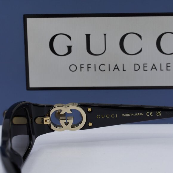 Gucci GG1661S 001 Rectangle Sunglasses - Shiny Black\Grey - Picture 7 of 14